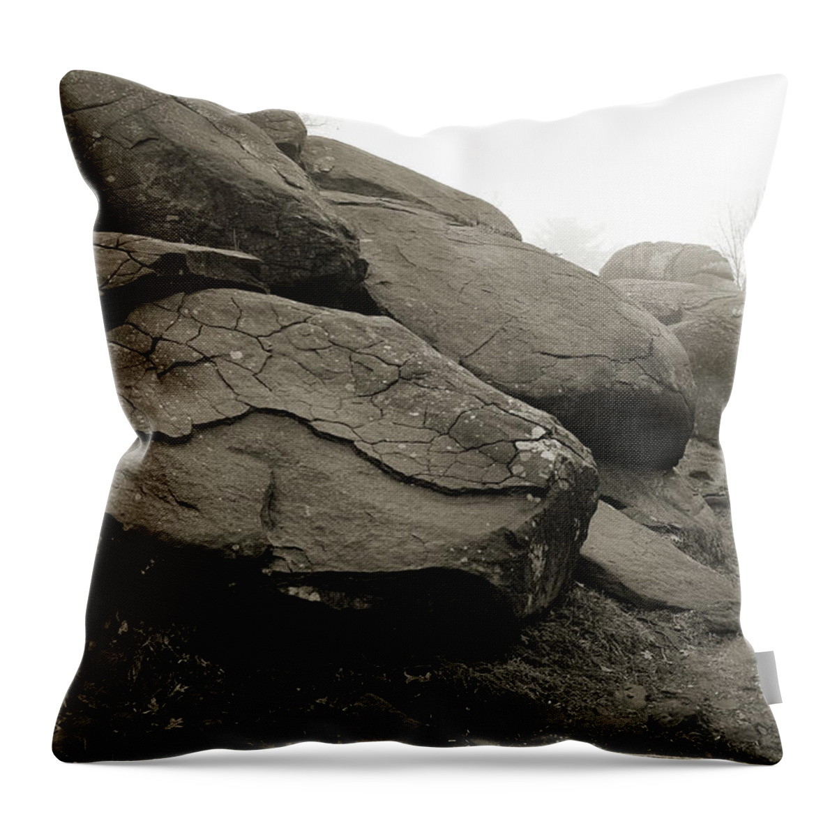 Gettysburg Throw Pillow featuring the photograph Slaughter Pen at Devils Den by Jan W Faul
