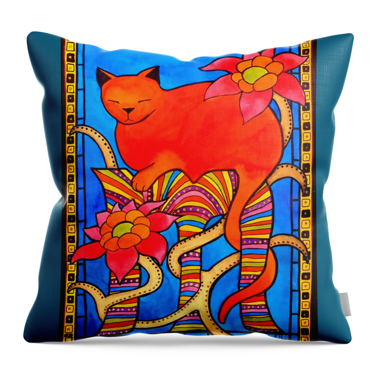 Cats Throw Pillow featuring the painting Sleeping Beauty by Dora Hathazi Mendes by Dora Hathazi Mendes