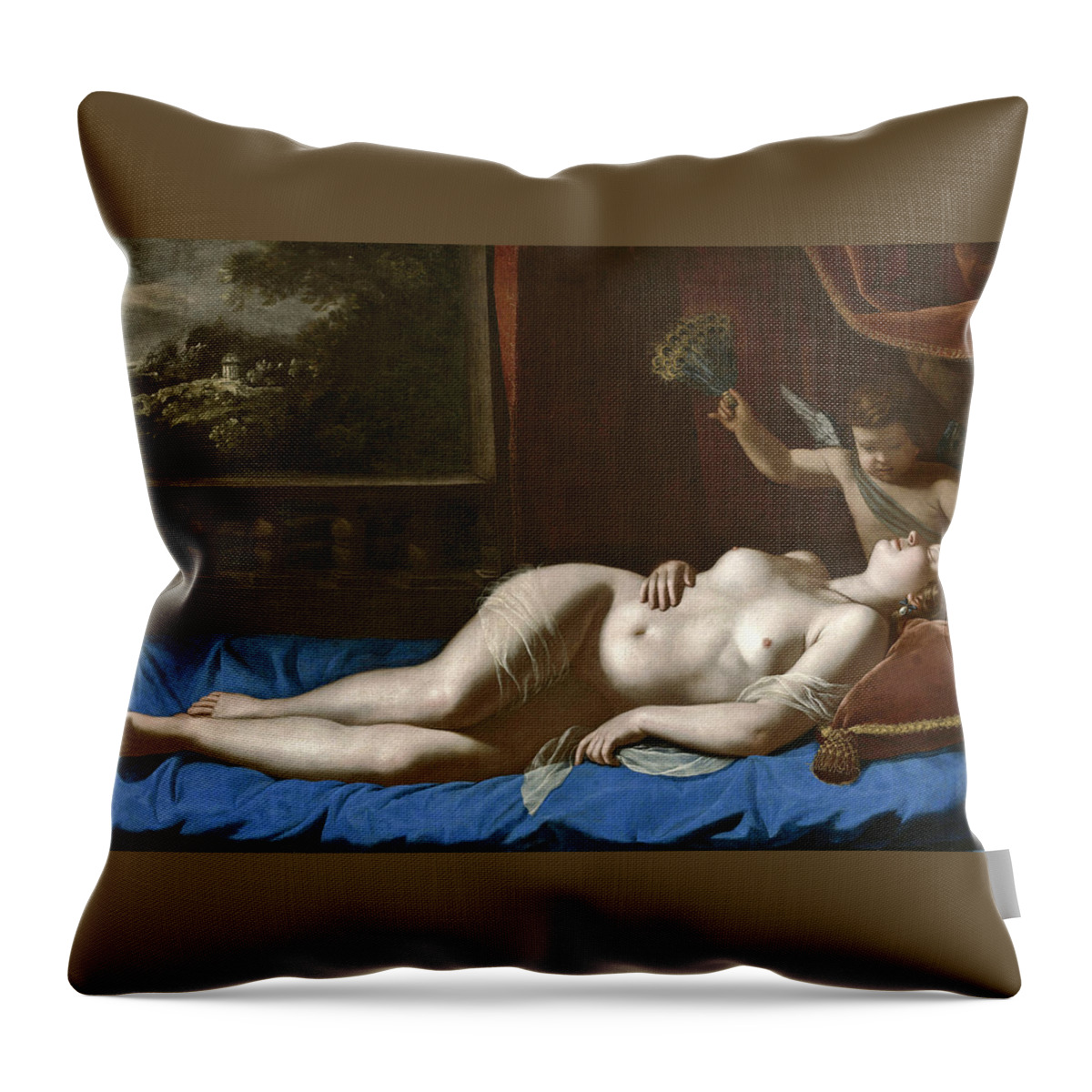 Artemisia Gentileschi Throw Pillow featuring the painting Sleeping Venus by Artemisia Gentileschi