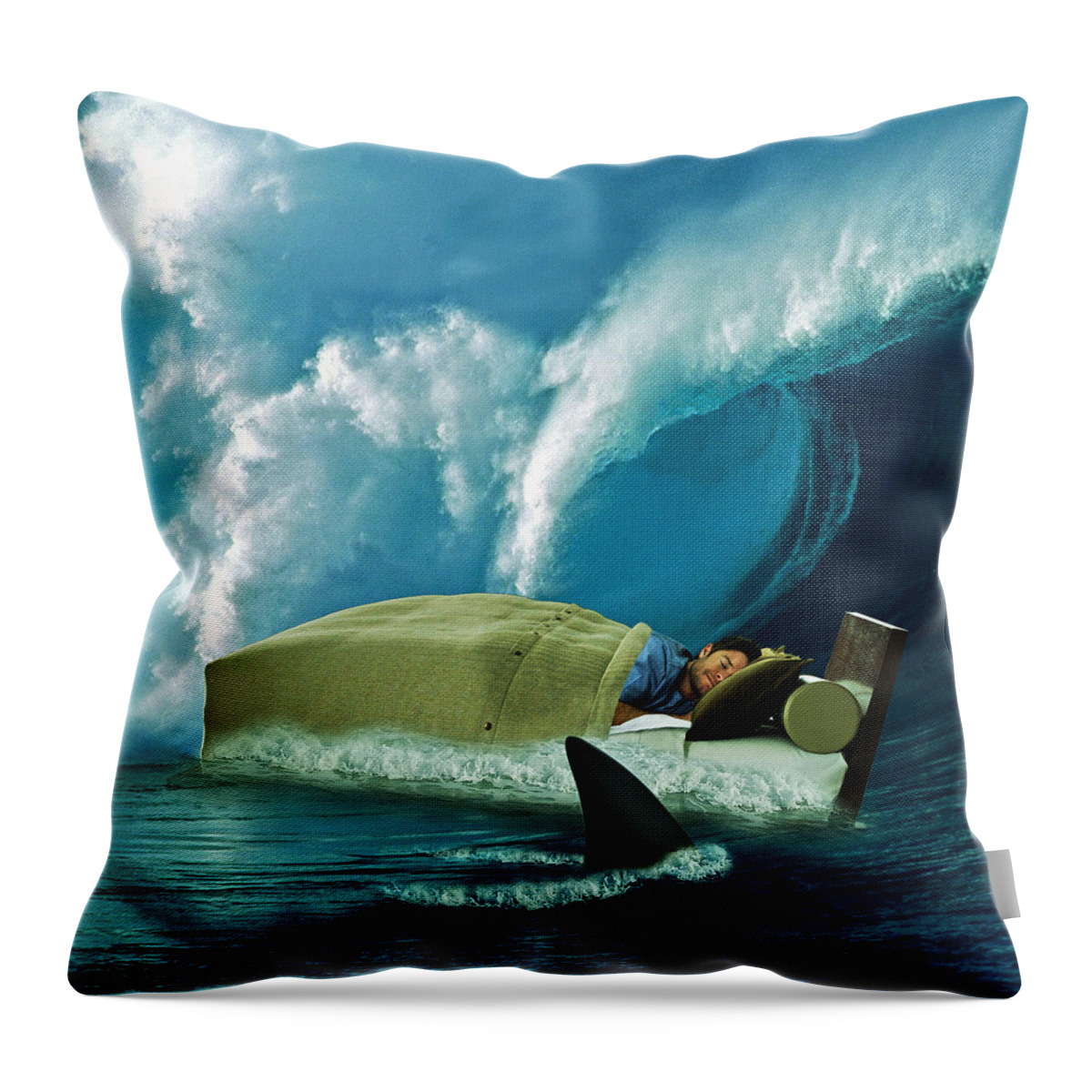 Man Throw Pillow featuring the digital art Sleeping with Sharks by Marian Voicu
