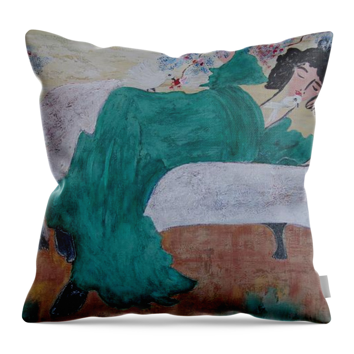 Beauty Throw Pillow featuring the painting Sleepy Beauty by Sima Amid Wewetzer