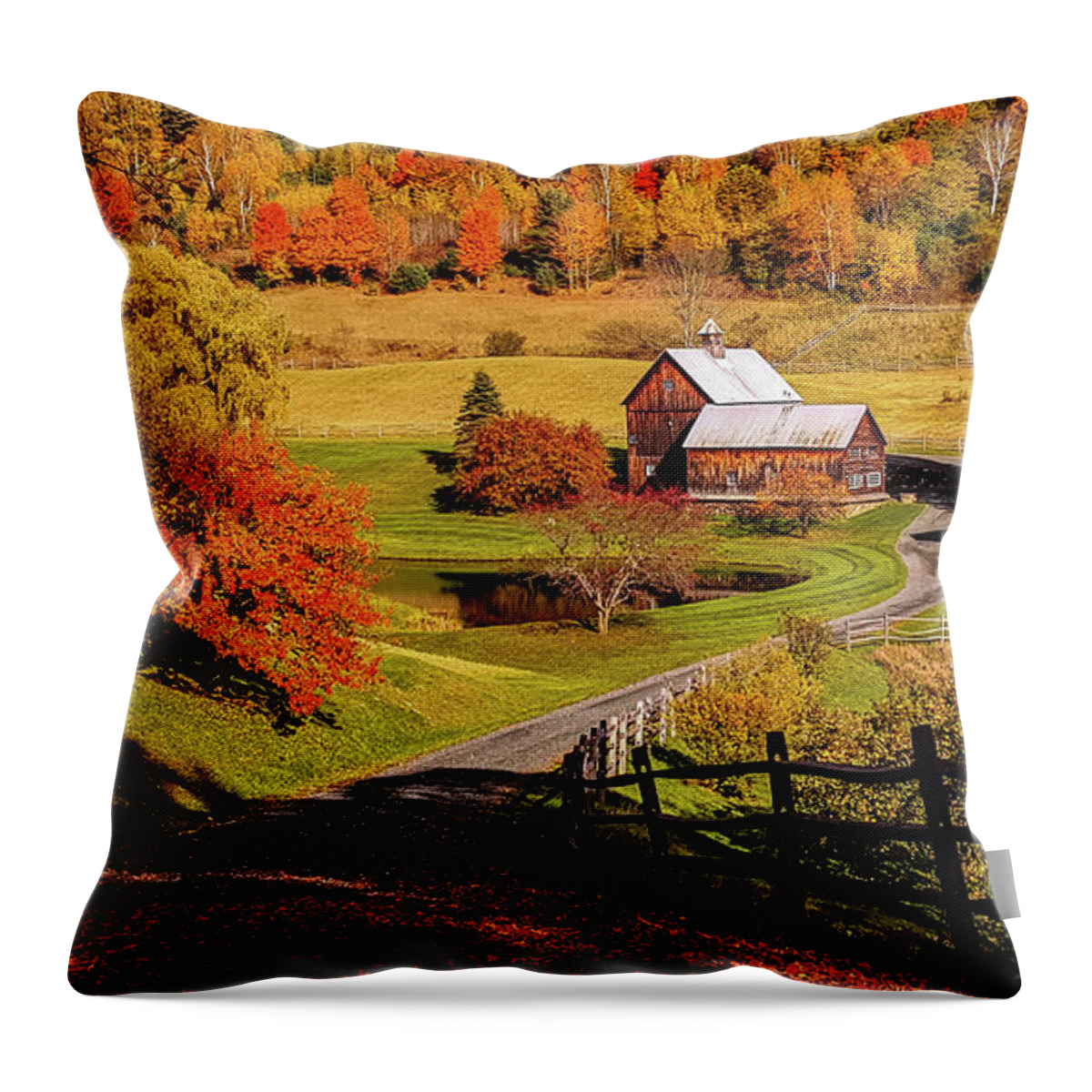 Autumn Foliage New England Throw Pillow featuring the photograph Sleepy Hollow - Pomfret Vermont-2 by Jeff Folger