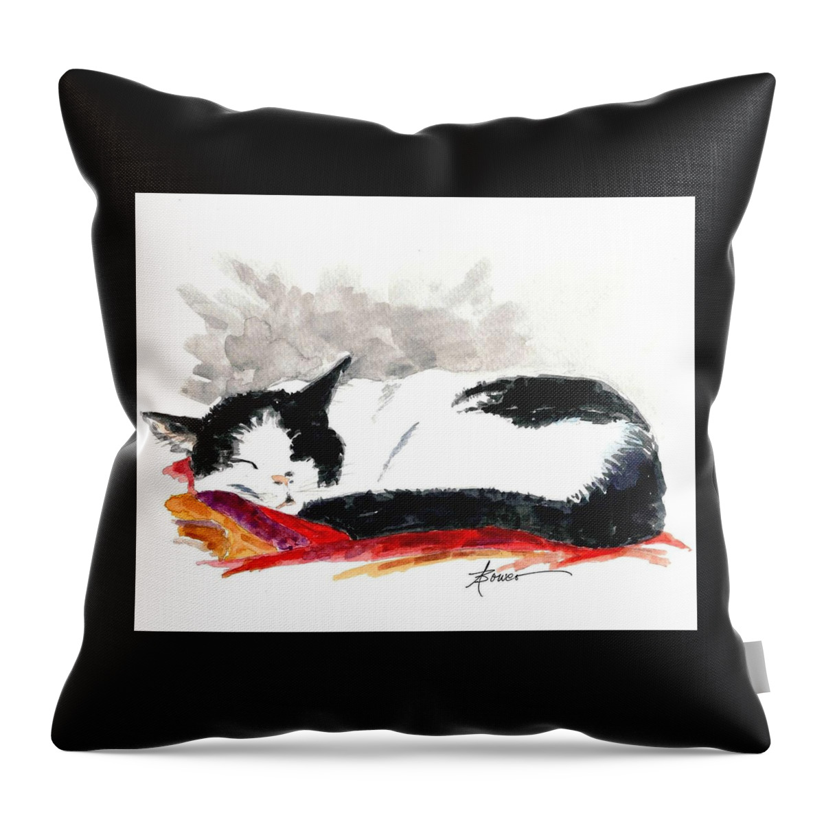Cats Throw Pillow featuring the painting Sleepy Time Boy by Adele Bower