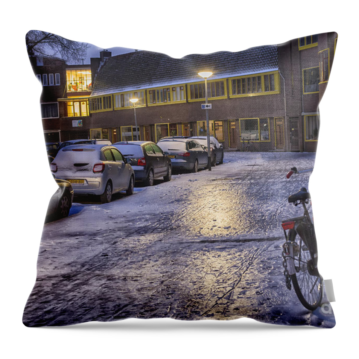 Street Throw Pillow featuring the photograph Slippery street by Patricia Hofmeester
