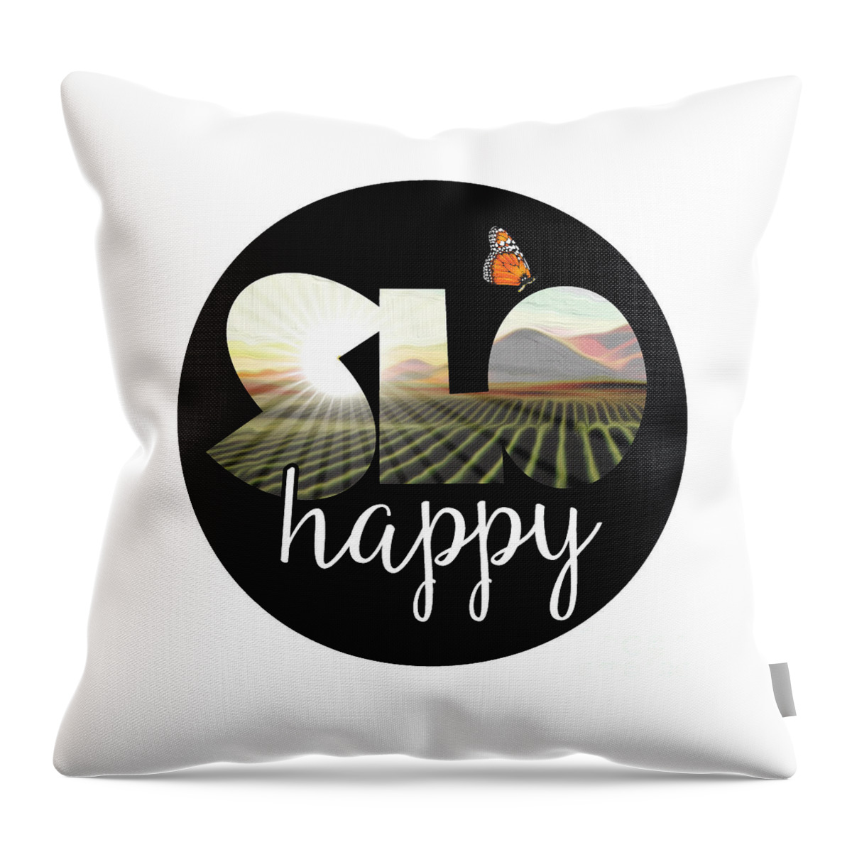 Slo Throw Pillow featuring the digital art SLOHappyEdna by Shelley Myers
