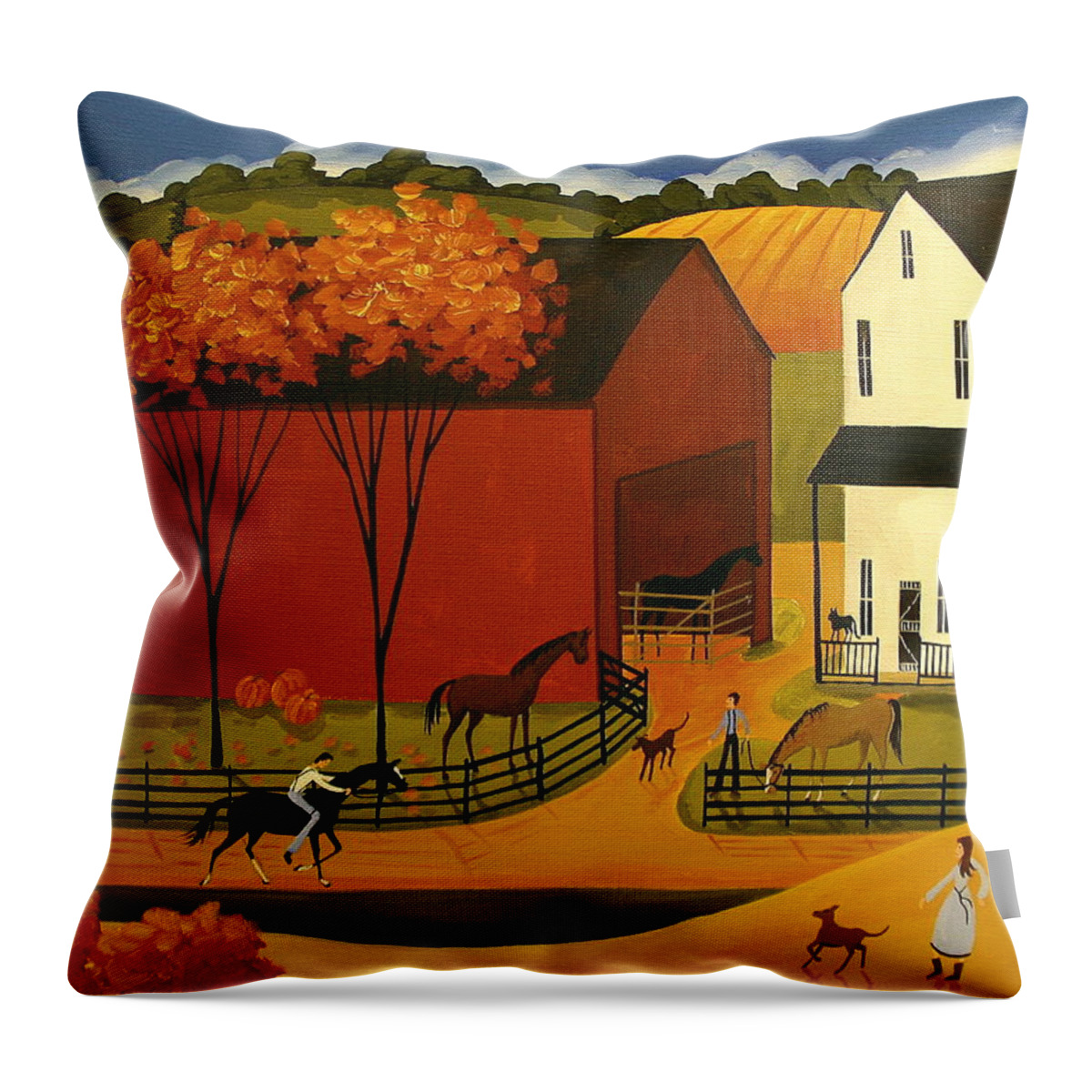 Folk Art Throw Pillow featuring the painting Sloppy Joe- folk art by Debbie Criswell