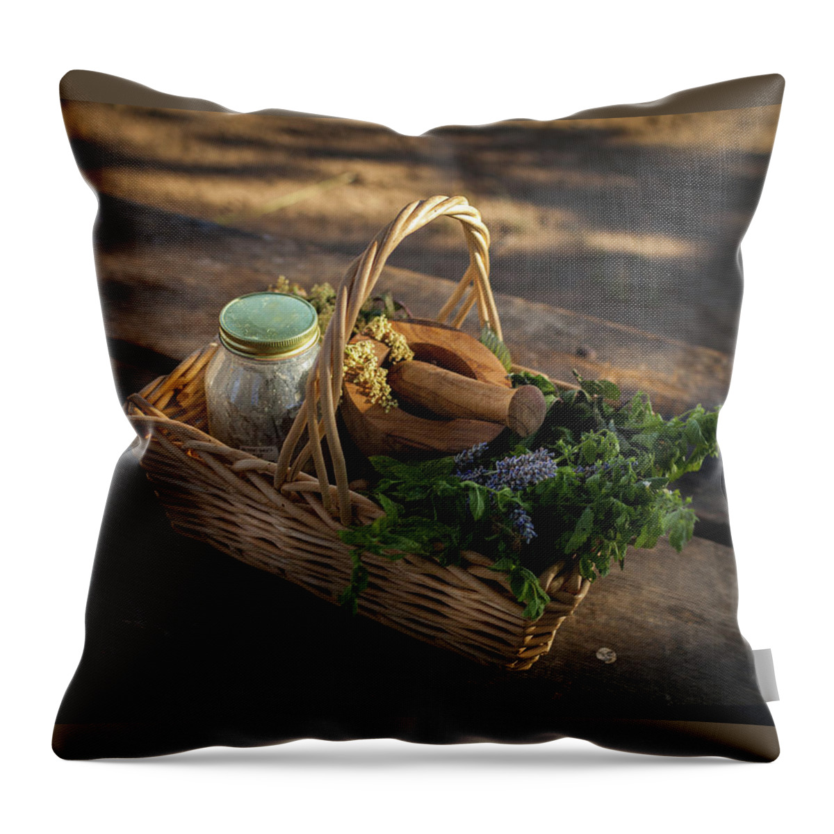 Fotofoxes Throw Pillow featuring the photograph Small Basket by Alexander Fedin