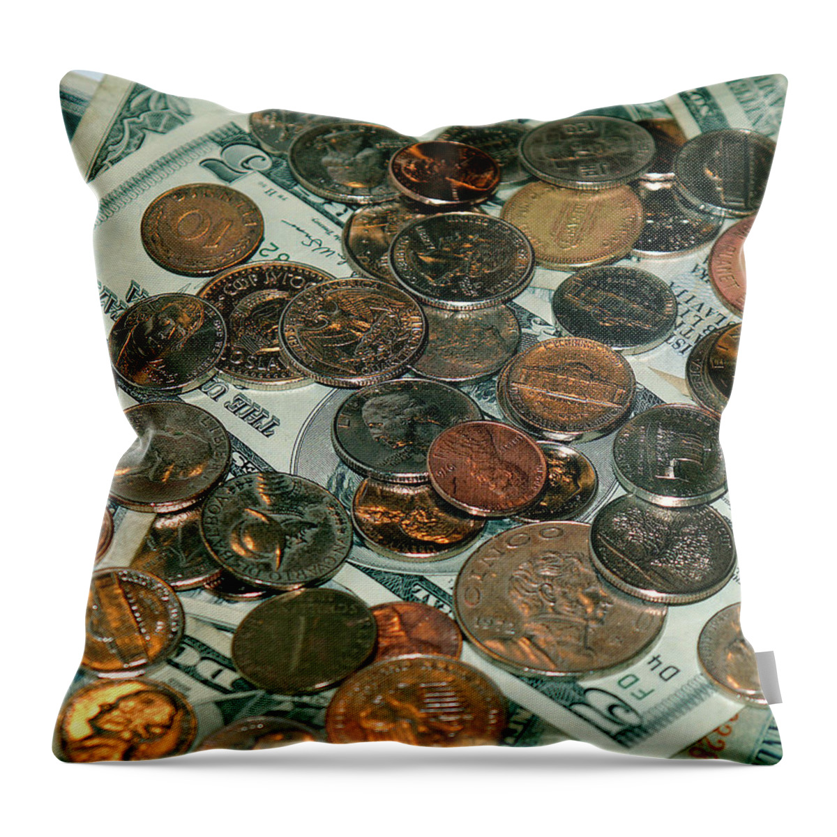 Coin Throw Pillow featuring the photograph Small Change by Bob Johnson