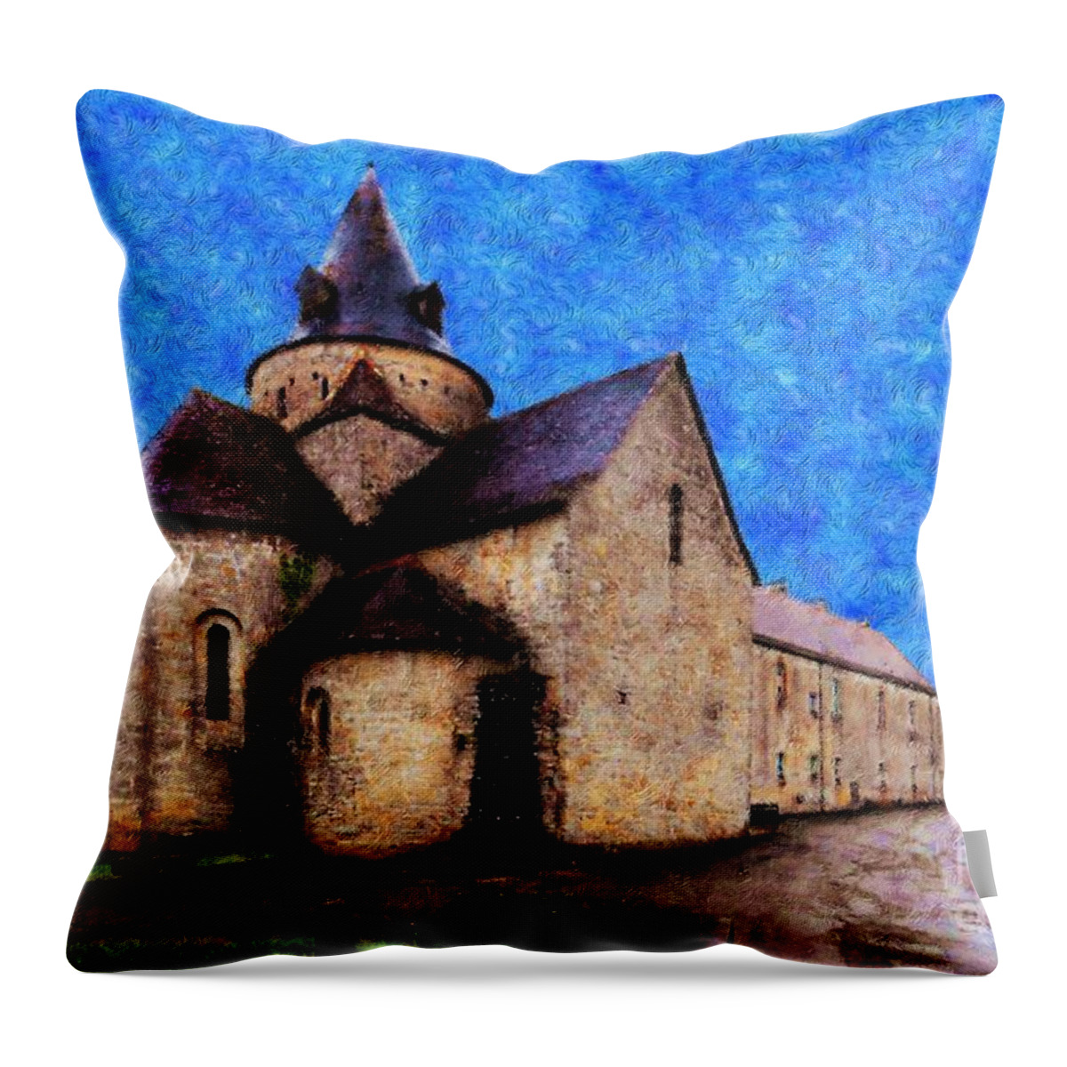 Vincent Van Gogh Throw Pillow featuring the photograph Small Church 1 by Jean Bernard Roussilhe