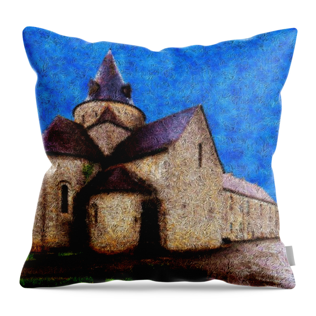 Angel Throw Pillow featuring the photograph Small Church 4 by Jean Bernard Roussilhe