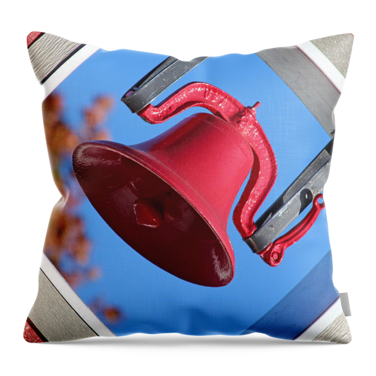 Wylie Throw Pillow featuring the photograph Small Town Firehouse Bell by DiDesigns Graphics