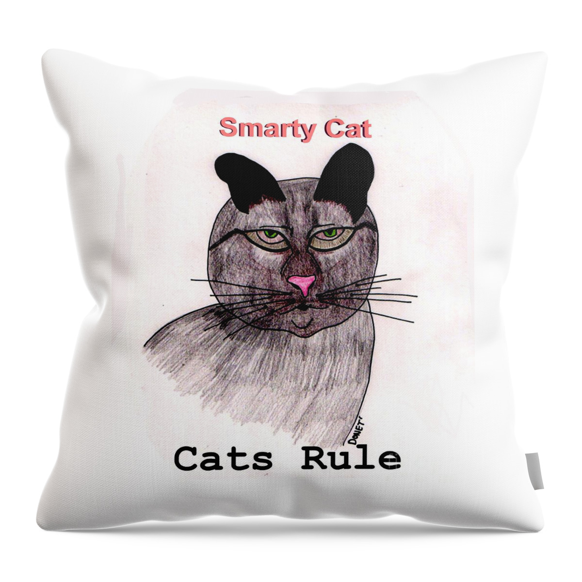 Cat Throw Pillow featuring the painting Smarty Cat by James and Donna Daugherty