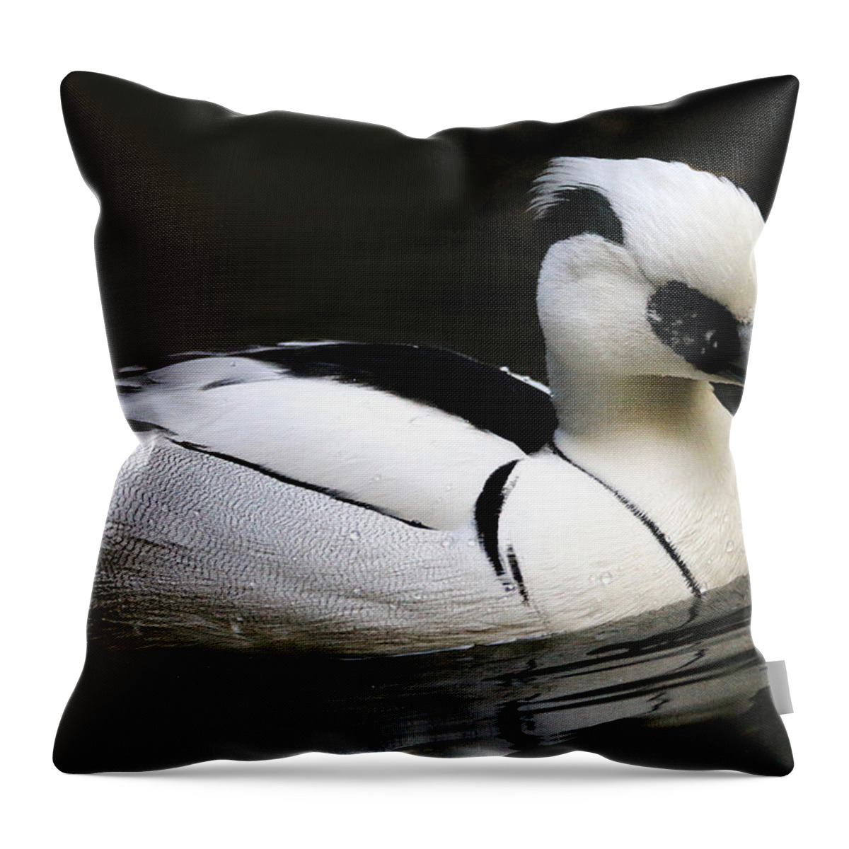 Smew Throw Pillow featuring the photograph Smew by Living Color Photography Lorraine Lynch