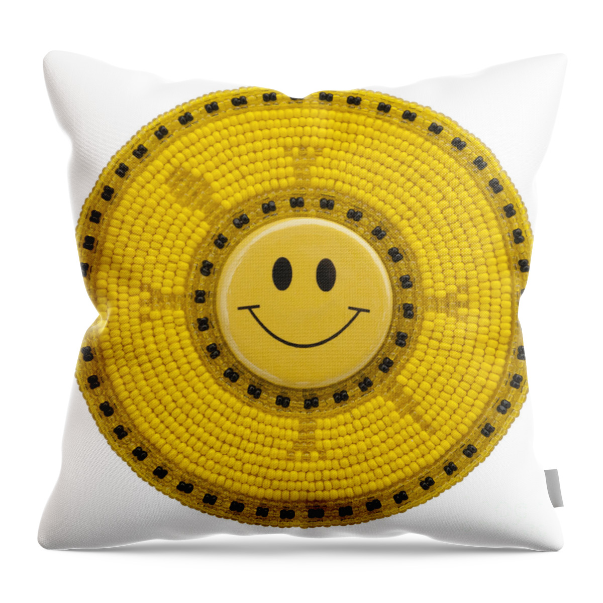 Beadwork Throw Pillow featuring the mixed media Smiley Face Turtle by Douglas Limon