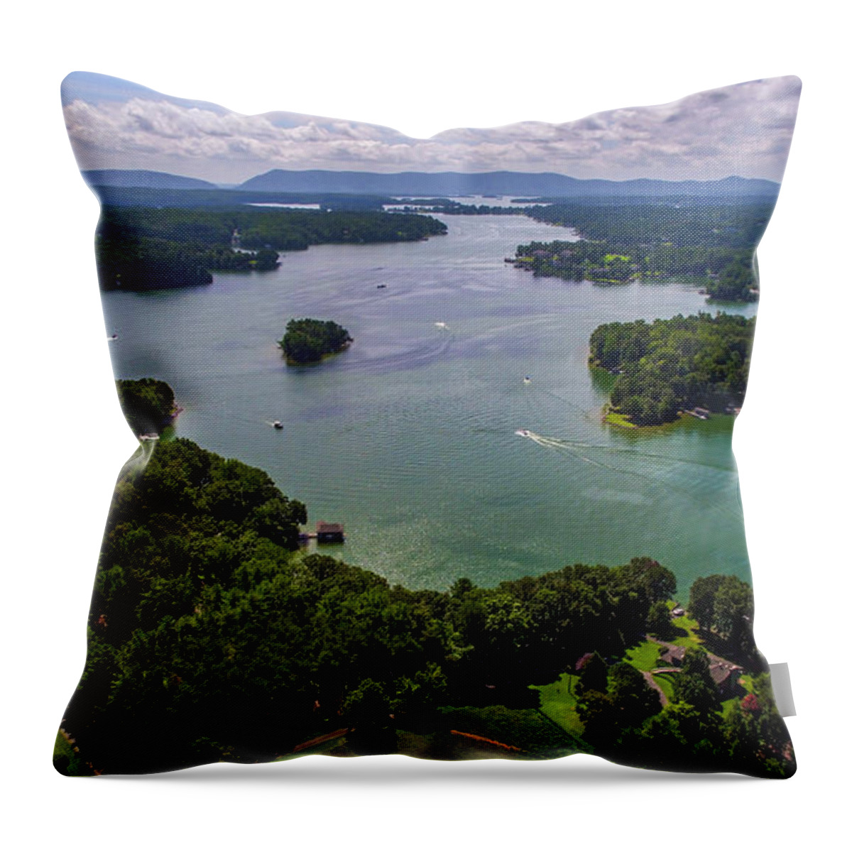 Landscape Throw Pillow featuring the photograph Smith Mountain Lake Boats by Star City SkyCams