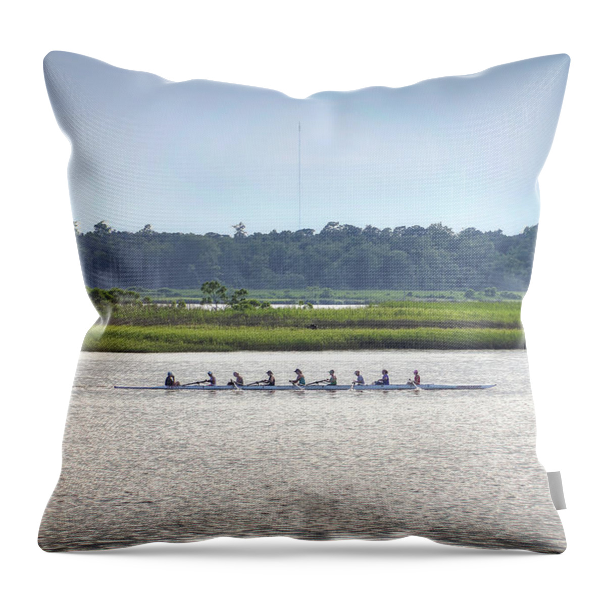 Sculling Throw Pillow featuring the photograph Smoke On The Water by Phil Mancuso