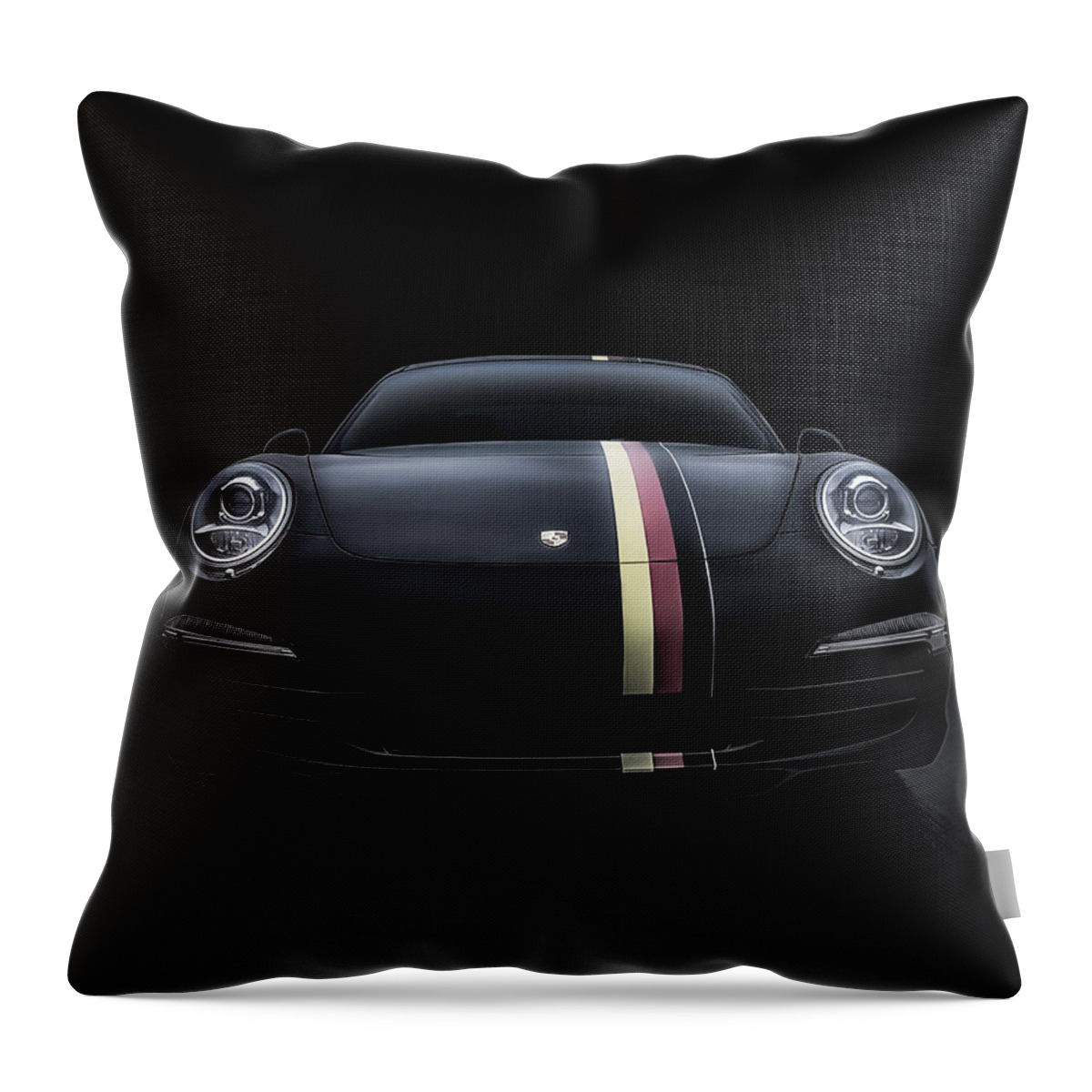 Porsche Throw Pillow featuring the digital art Black Porsche 911 by Douglas Pittman