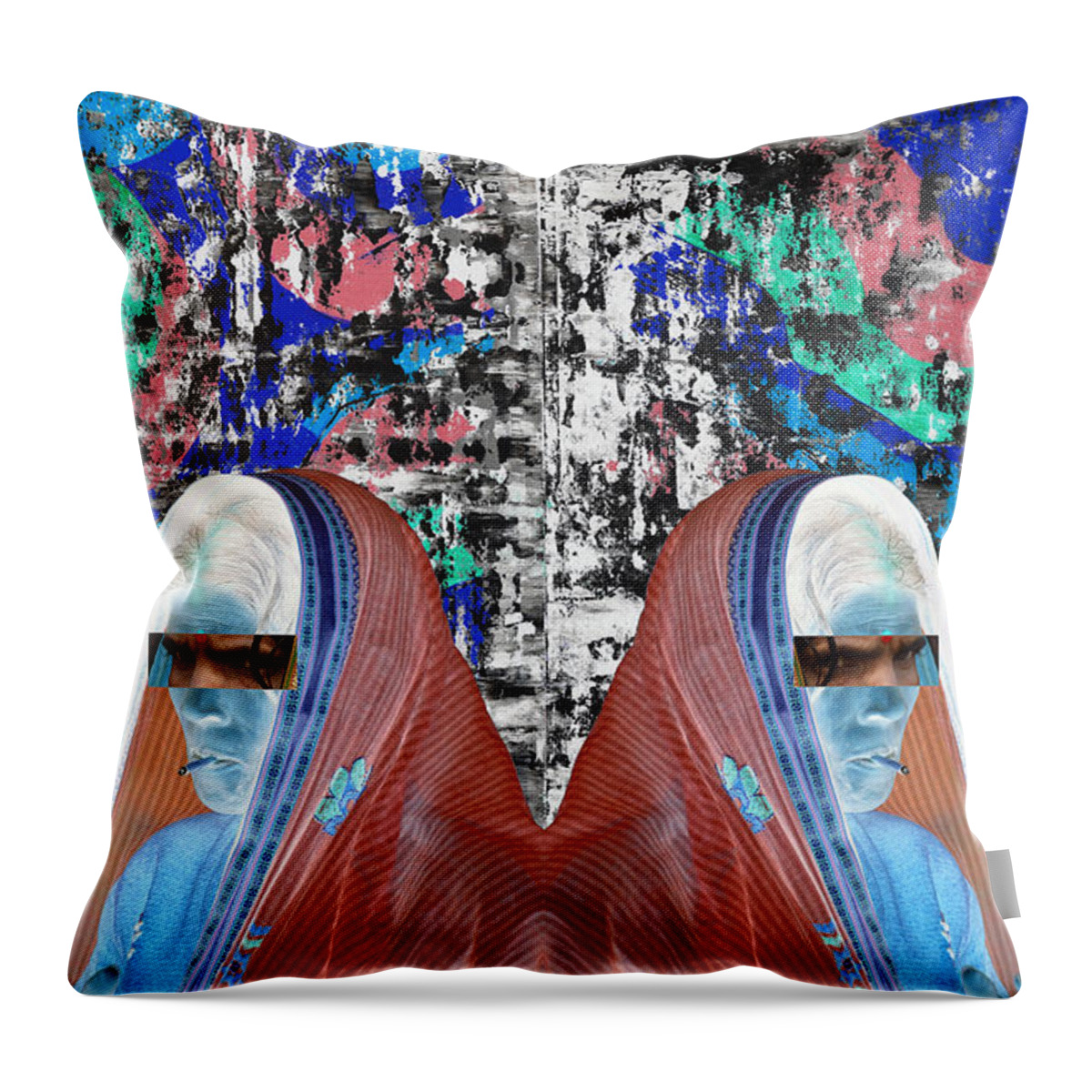Woman Throw Pillow featuring the digital art Smoke sutra by Sumit Mehndiratta