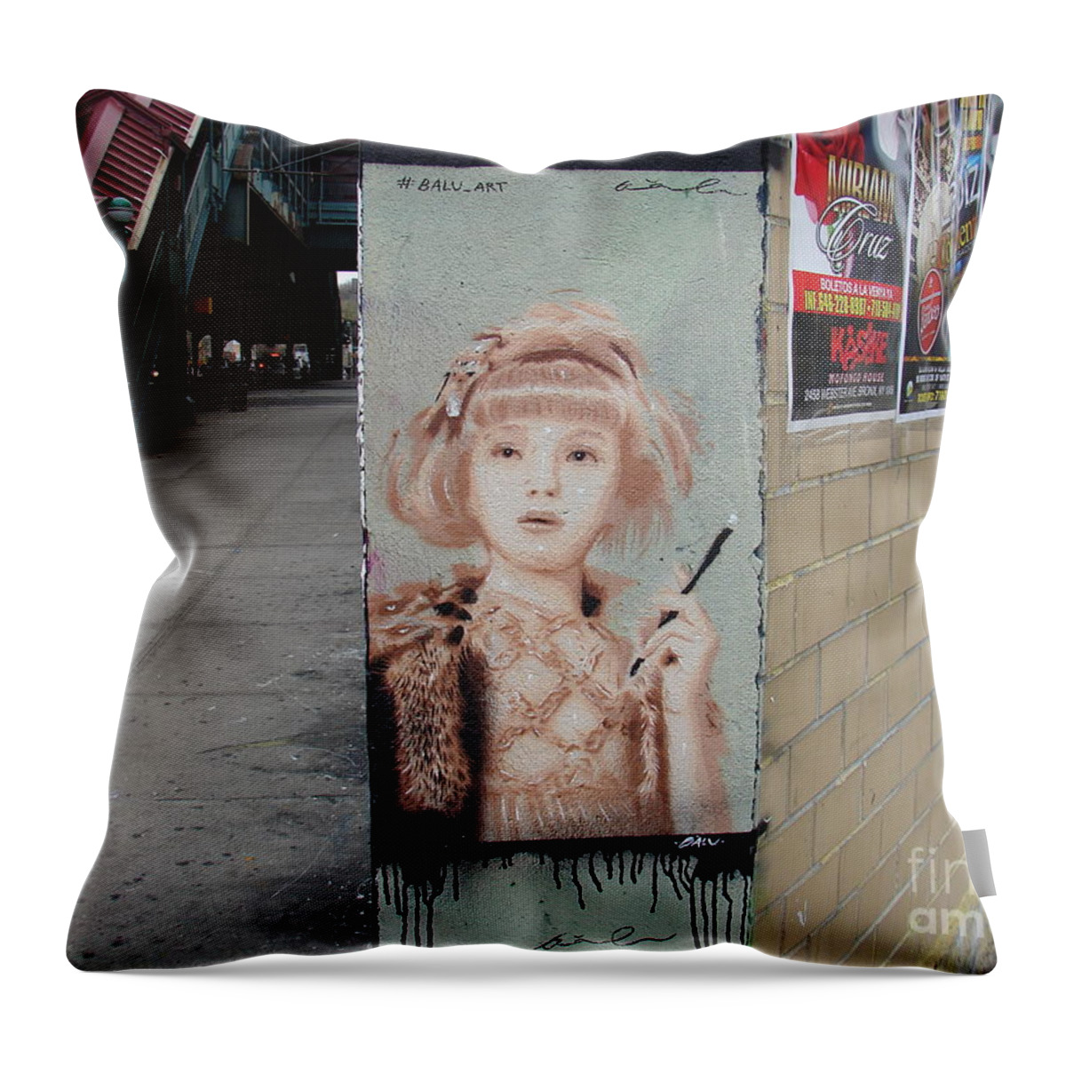 Graffiti Throw Pillow featuring the photograph Smoking Girl by Cole Thompson