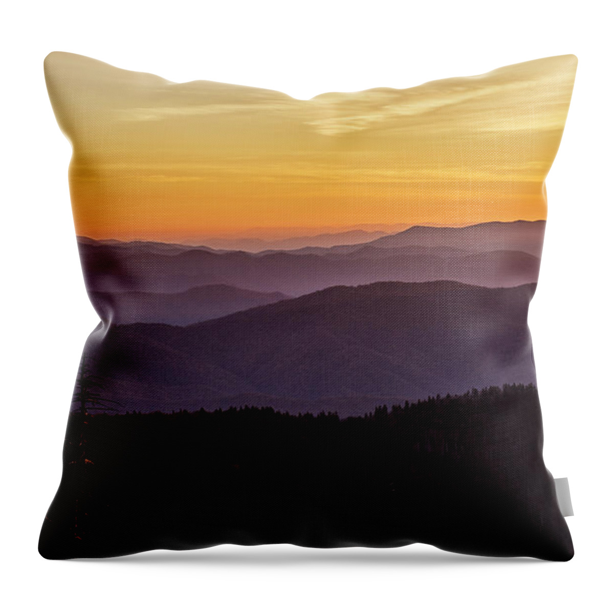 Smoky Mountains Throw Pillow featuring the photograph Smoky Mountain Morning by Peg Runyan