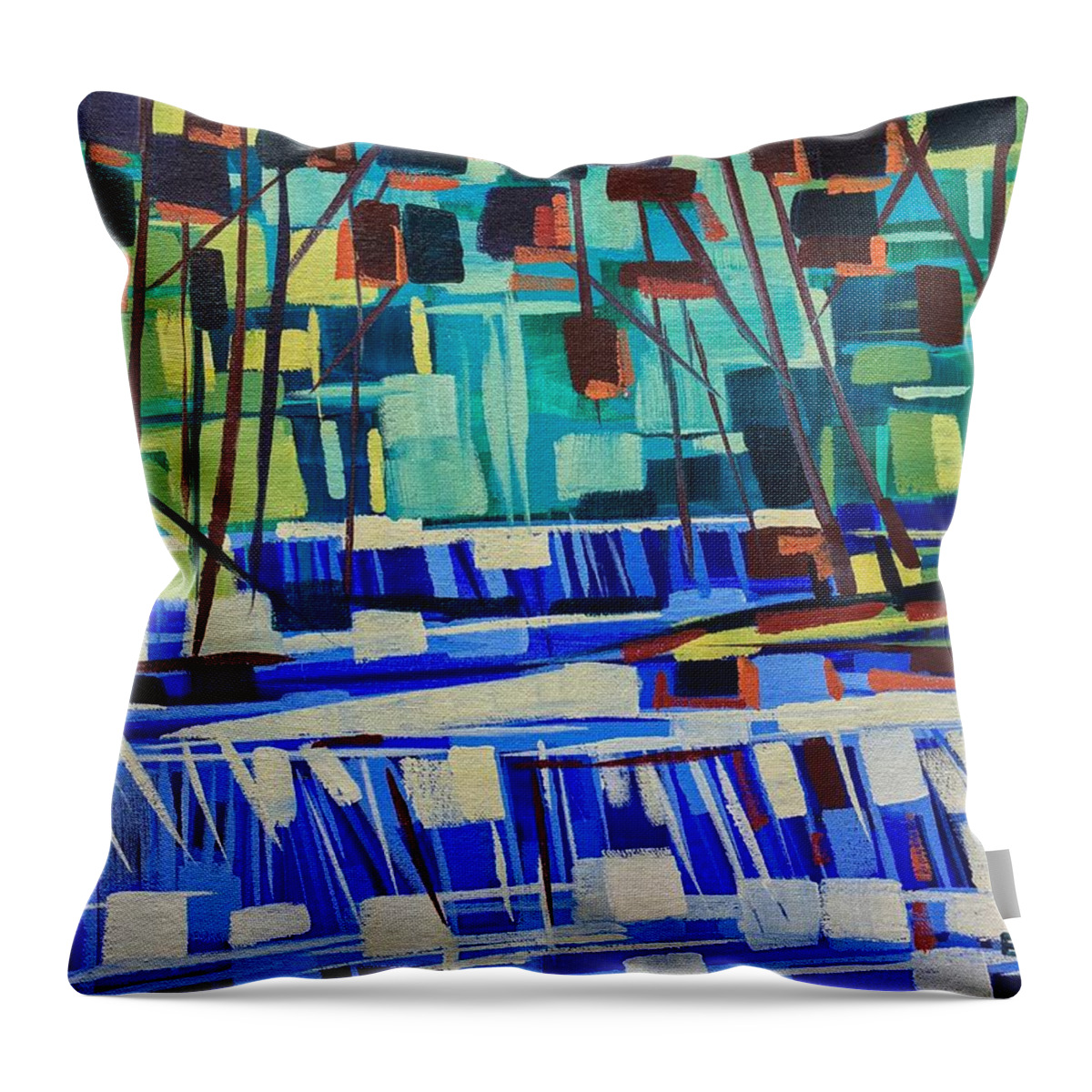 Waterfall Throw Pillow featuring the painting Smooth flow by Enrique Zaldivar