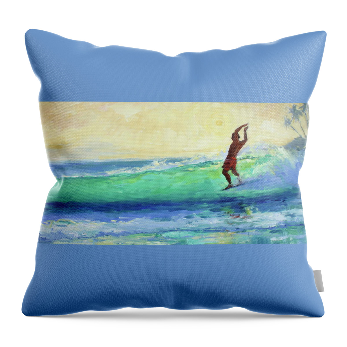 Surfer Throw Pillow featuring the painting Smooth Glide by Jenifer Prince