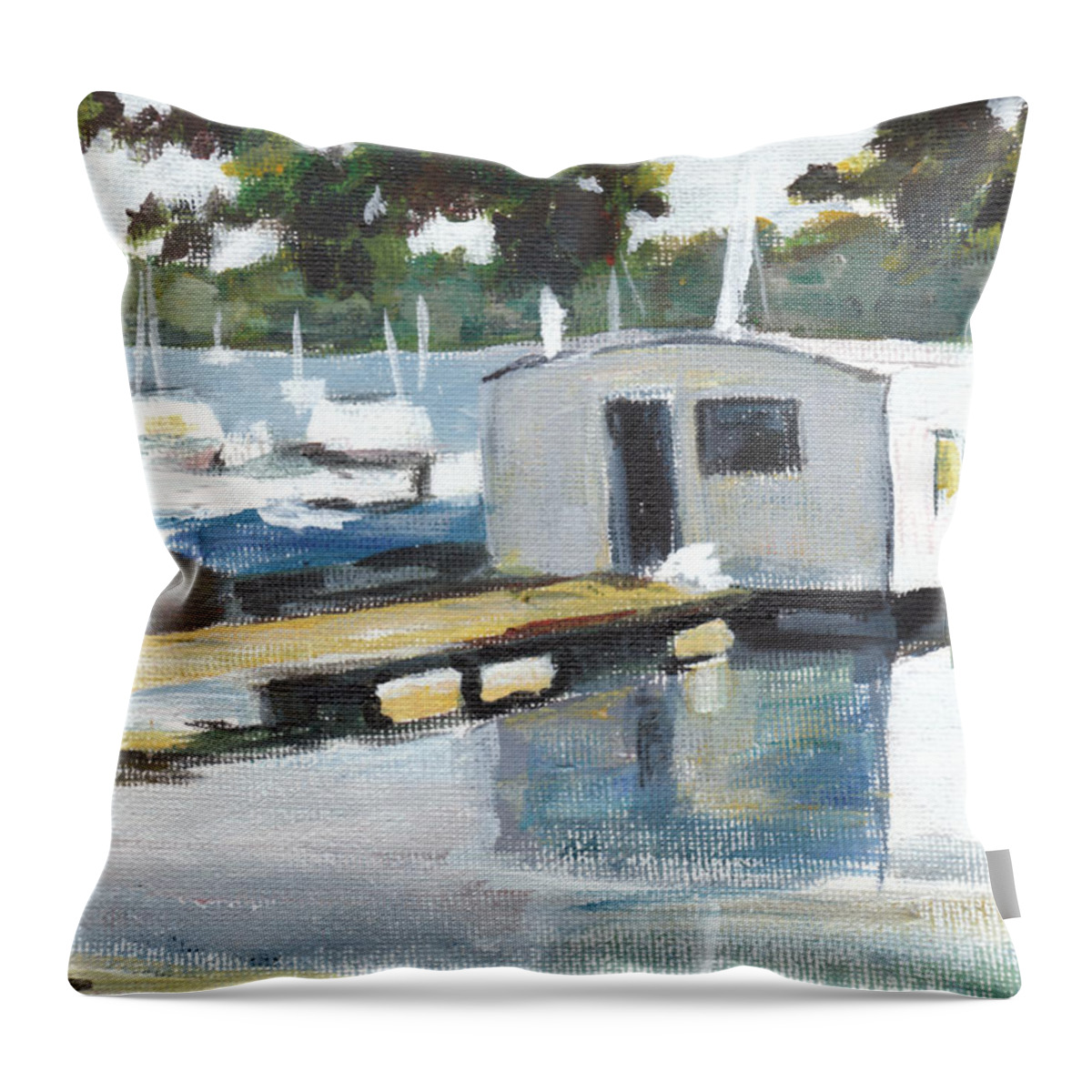 River Throw Pillow featuring the painting Smugglers' Cove by Sarah Lynch