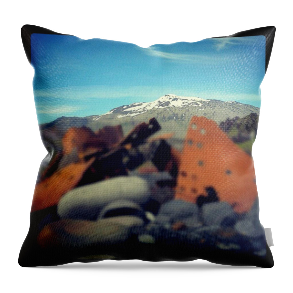 Volcano Throw Pillow featuring the photograph Iron and Ice. by Ross Douglas