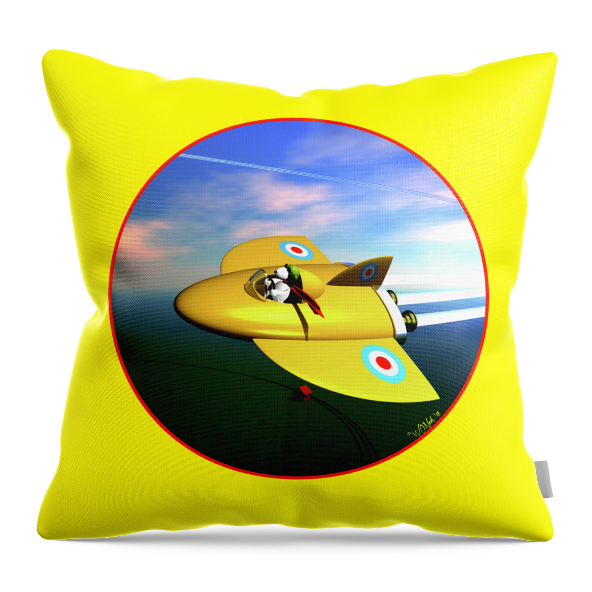 Cartoons Throw Pillow featuring the digital art Snoopy The Flying Ace by Walter Neal