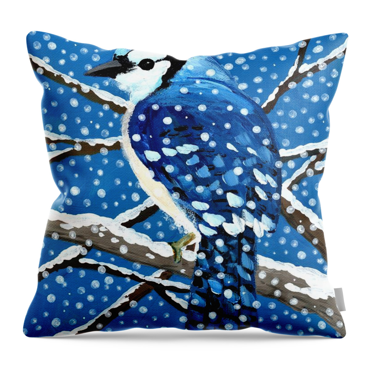 Bird Throw Pillow featuring the painting Snow Bird by Jim Harris