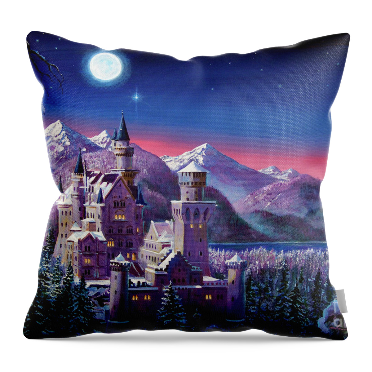 Snow Throw Pillow featuring the painting Snow Castle by David Lloyd Glover