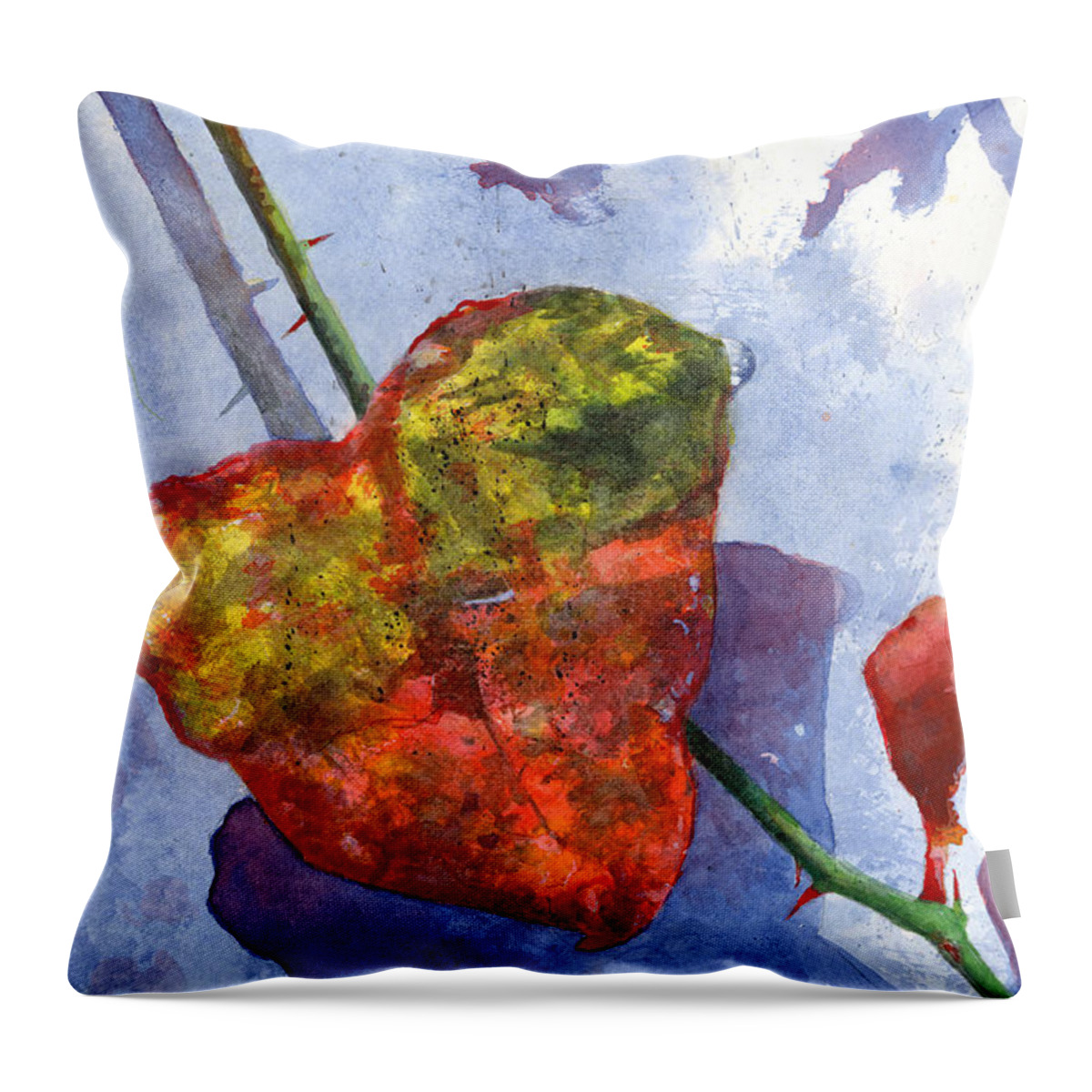 Winter Throw Pillow featuring the painting Snow Leaf by Andrew King