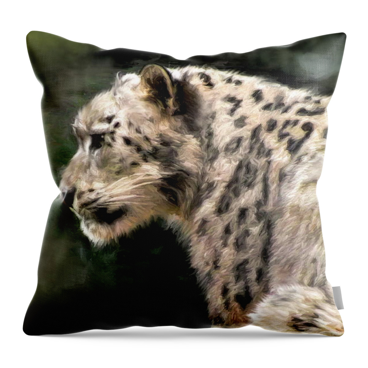 Snow Leopard Throw Pillow featuring the digital art Snow Leopard by Kaylee Mason