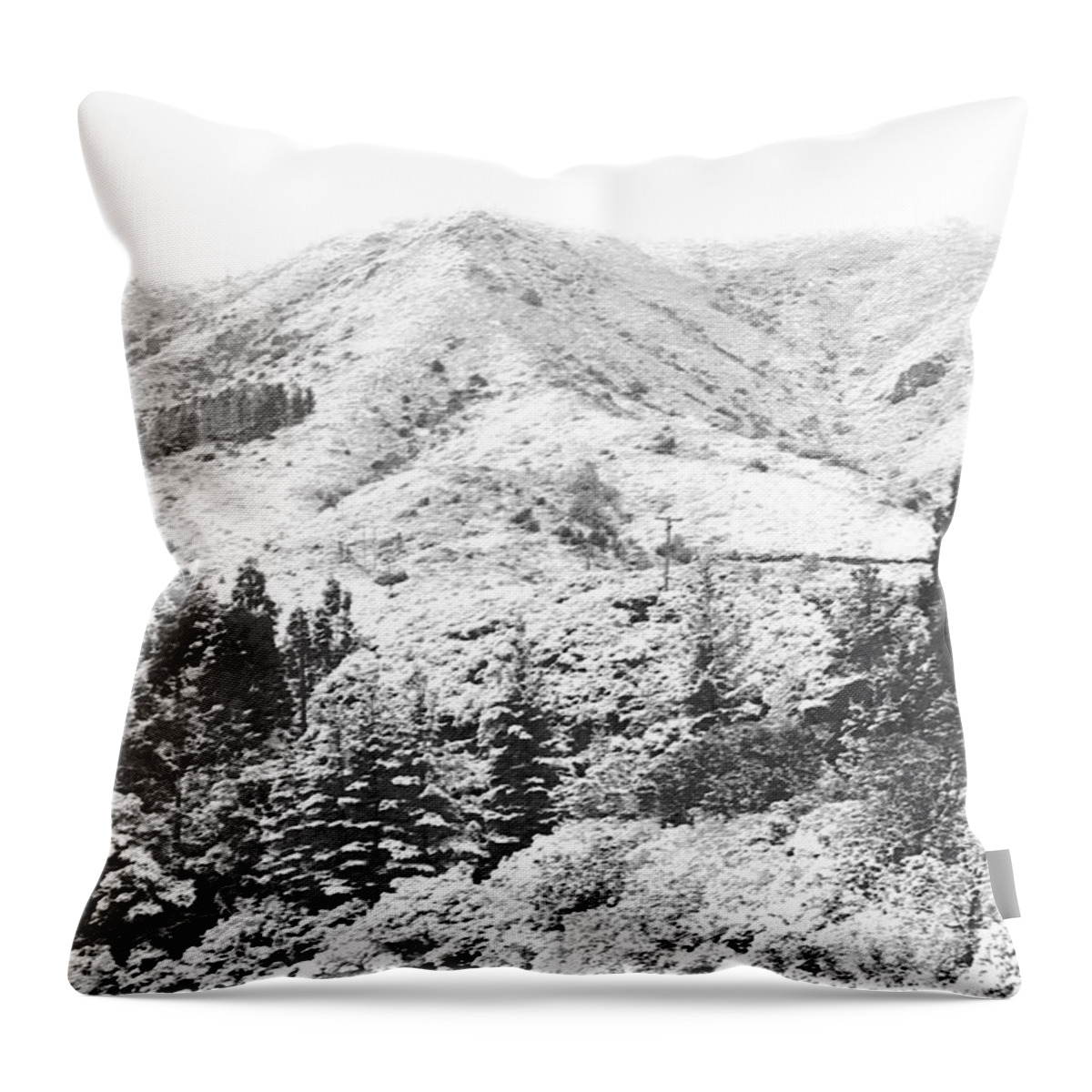 Mount Tamalpais Throw Pillow featuring the photograph Snow on Mt. Tamalpais 1974 by Ben Upham III
