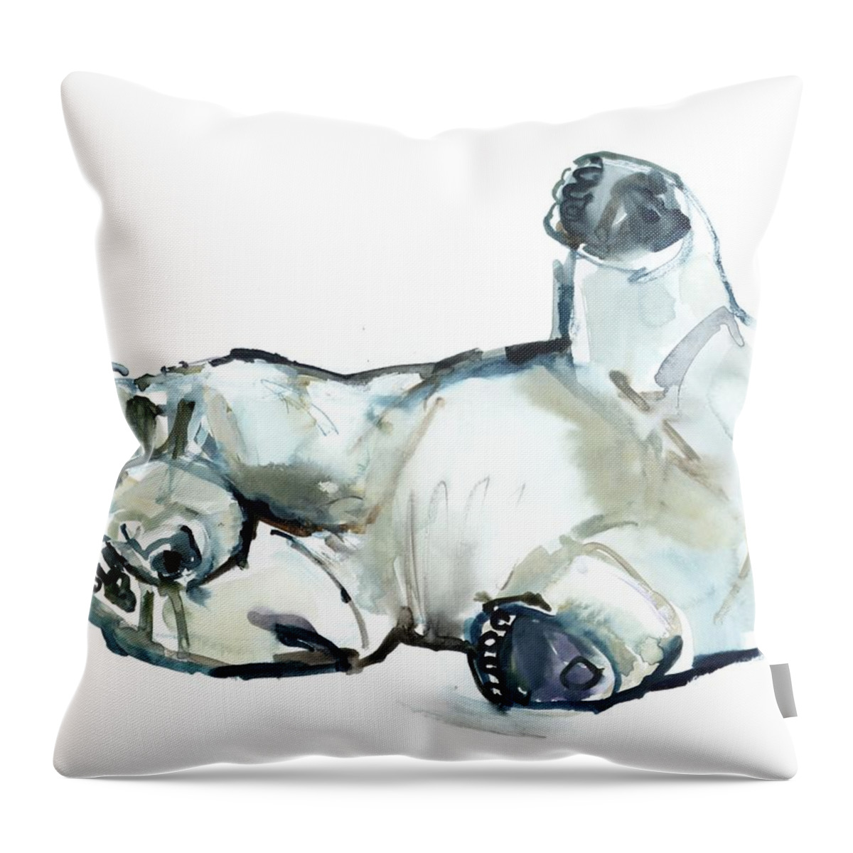 Polar Bear Throw Pillow featuring the painting Snow Rub by Mark Adlington