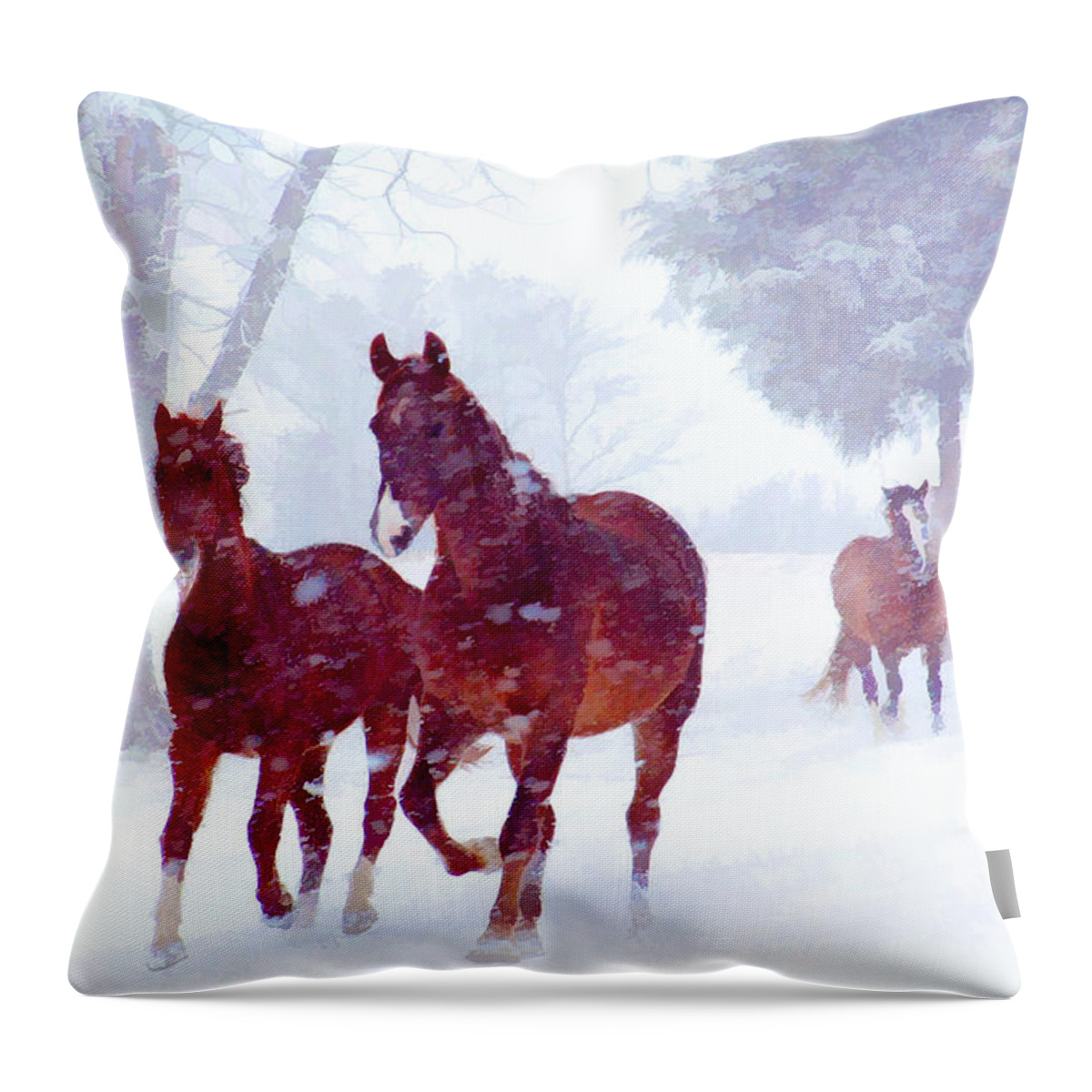 Horse Throw Pillow featuring the photograph Snow Run by Sam Davis Johnson