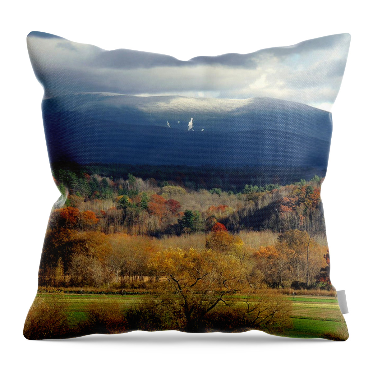 Mount Moosilauke Throw Pillow featuring the photograph Snowcapped Mount Moosilauke by Nancy Griswold