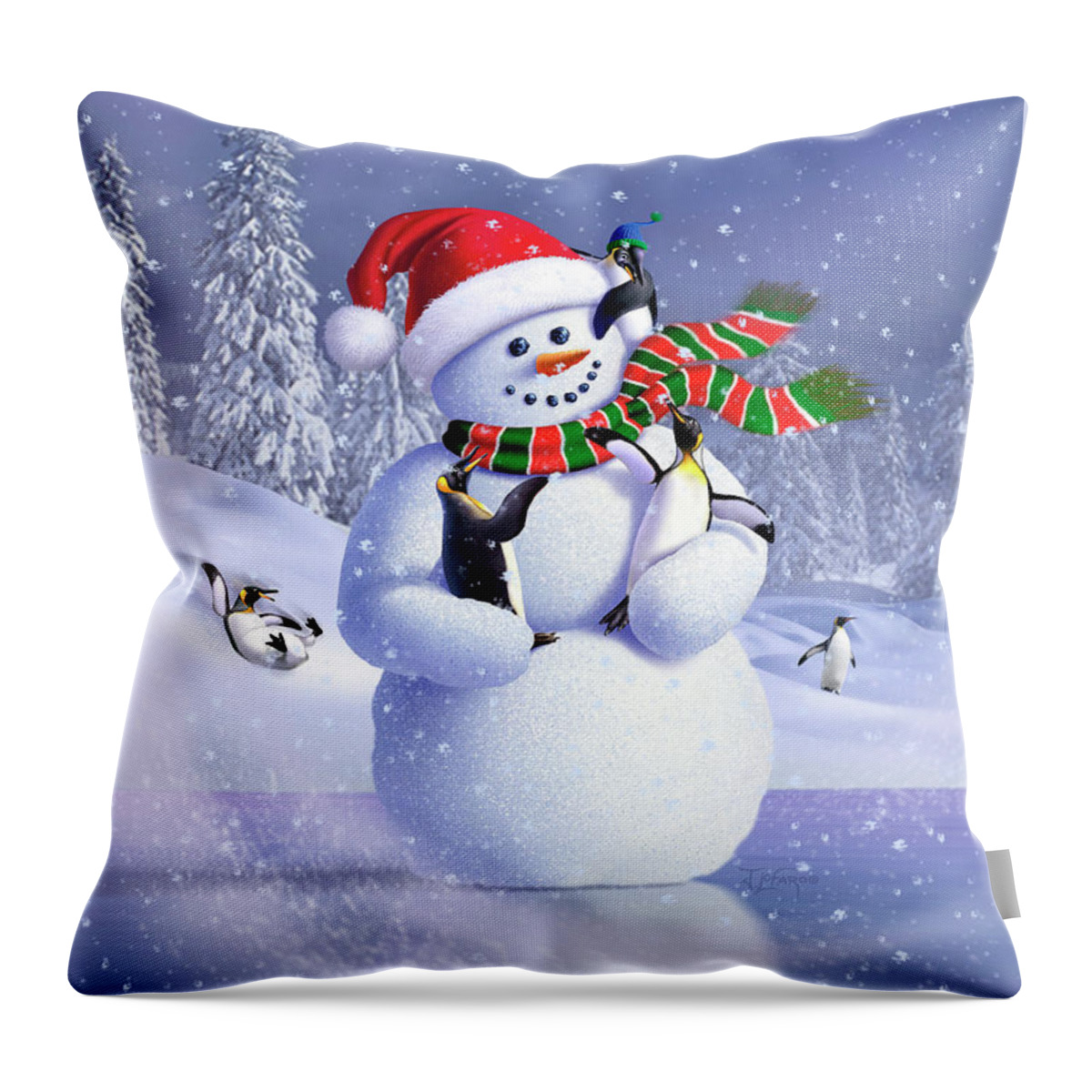 Snowman Throw Pillow featuring the digital art Snowman by Jerry LoFaro