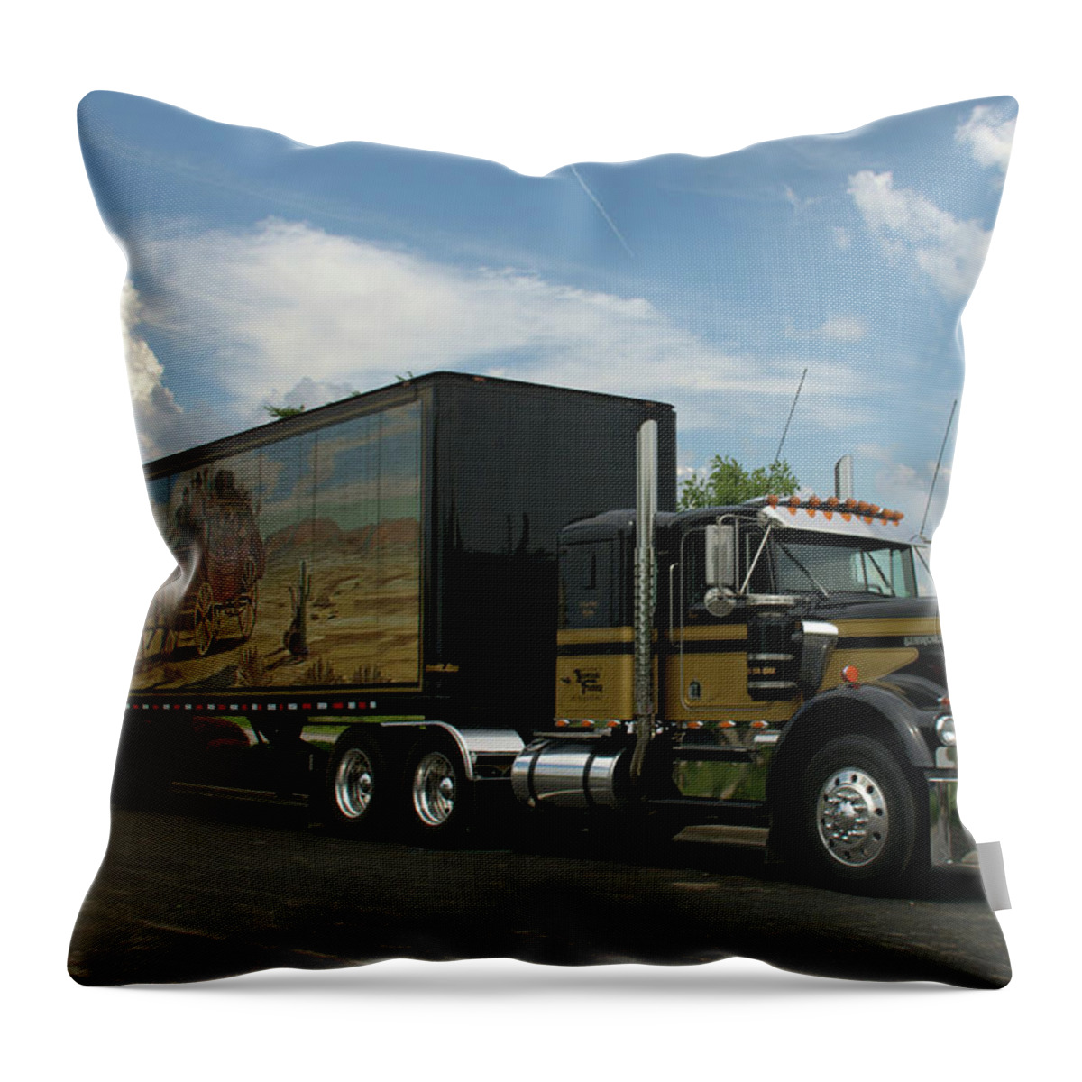 Smokey Throw Pillow featuring the photograph Snowmans Dream Replica Semi Trruck by Tim McCullough