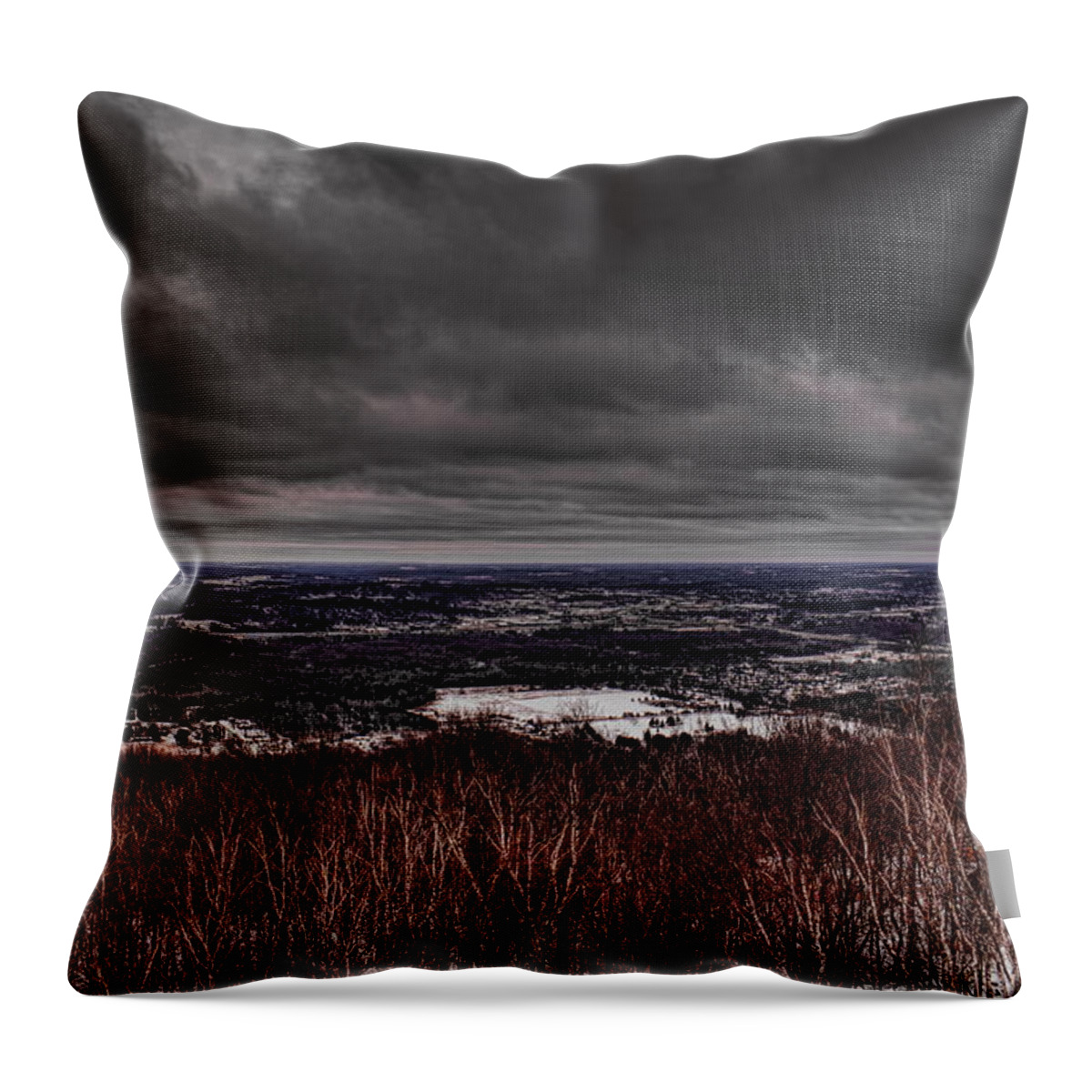 Winter Throw Pillow featuring the photograph Snowstorm Clouds Over Rib Mountain State Park by Dale Kauzlaric