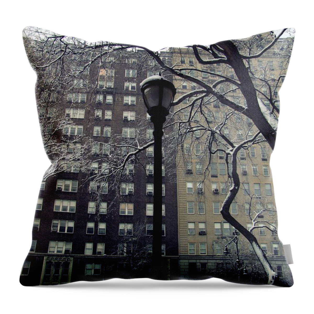 Snow Throw Pillow featuring the photograph Snowy Day In New York by Leah Mihuc