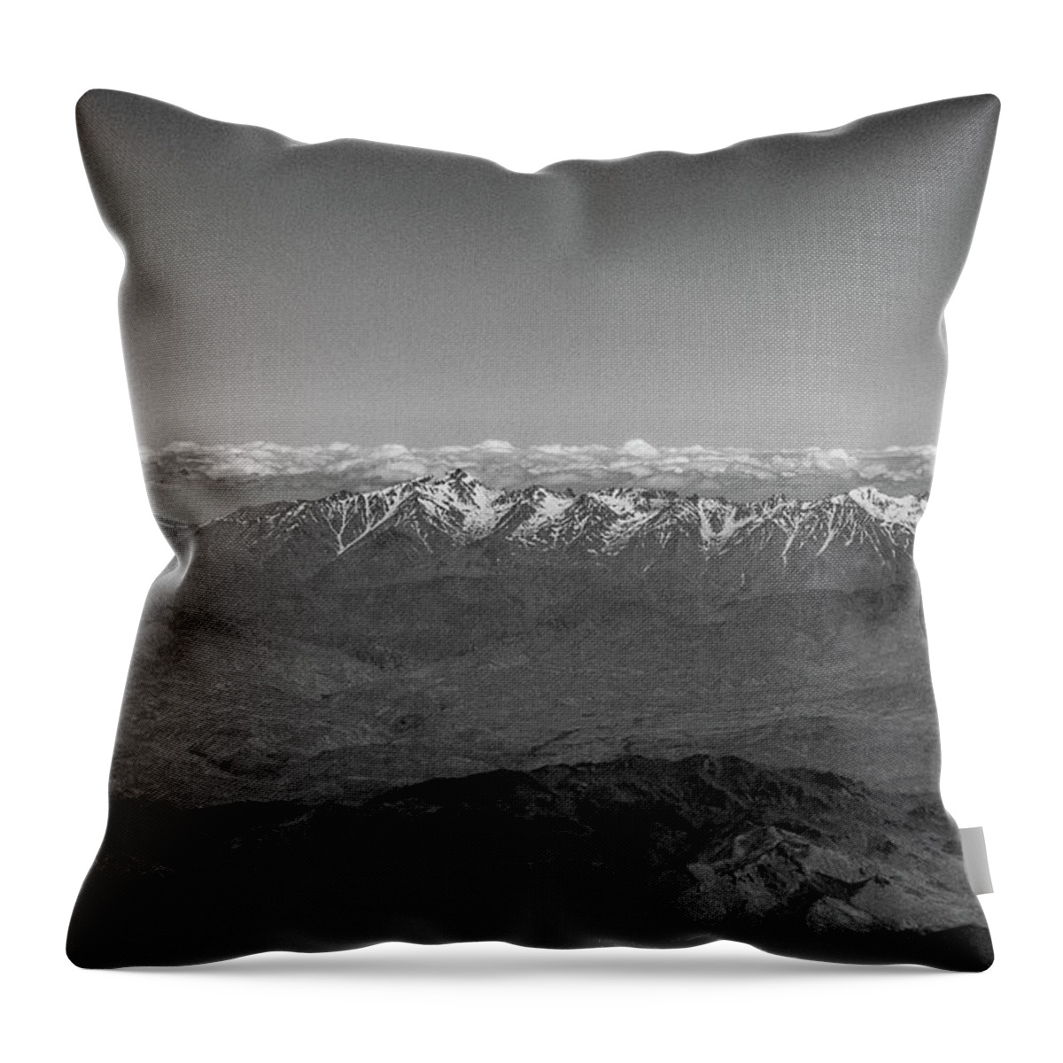 Central Asia Throw Pillow featuring the photograph Snowy Peaks and Cloud Layer by SR Green
