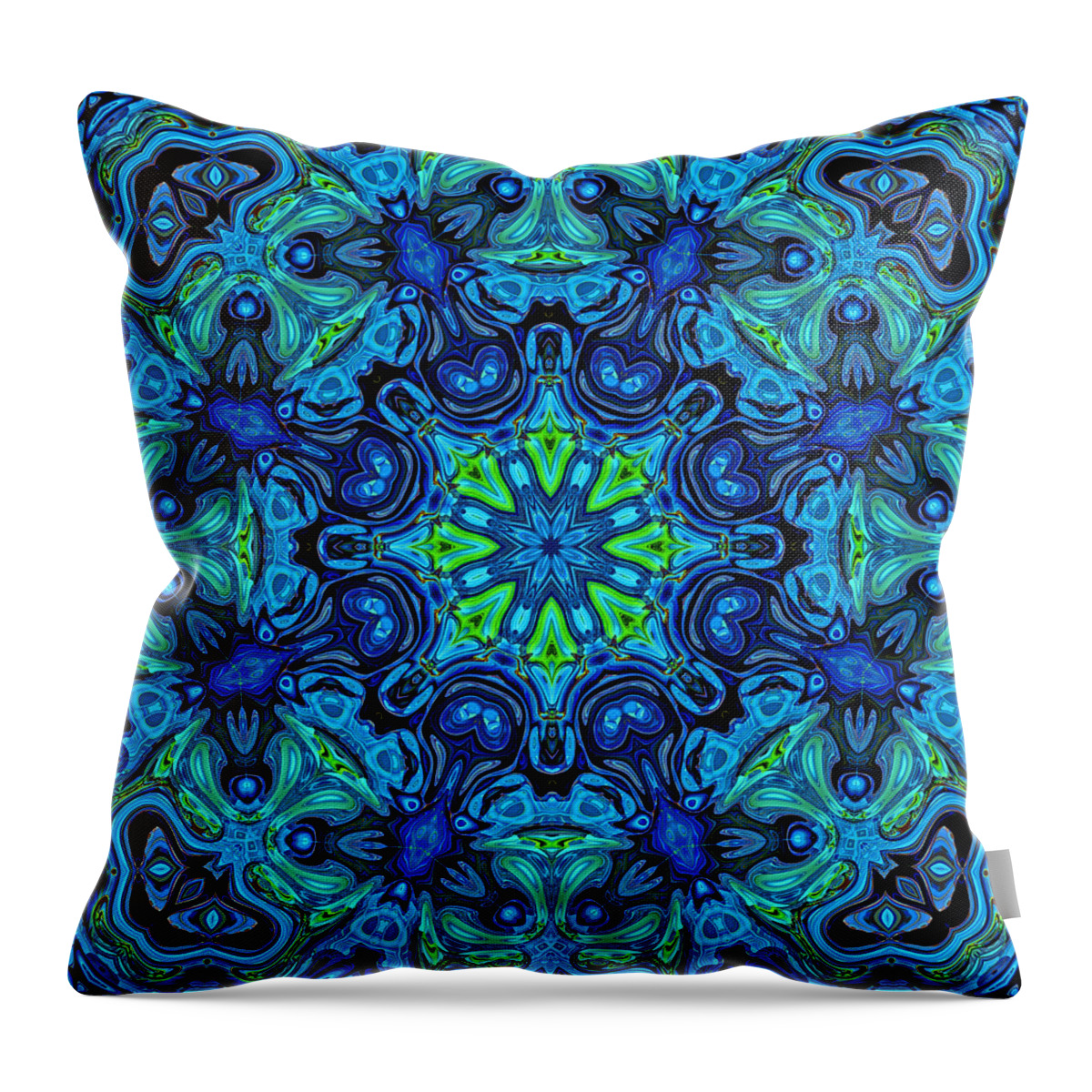 Blue Throw Pillow featuring the digital art So Blue - 04v2 - Mandala by Aimelle Ml