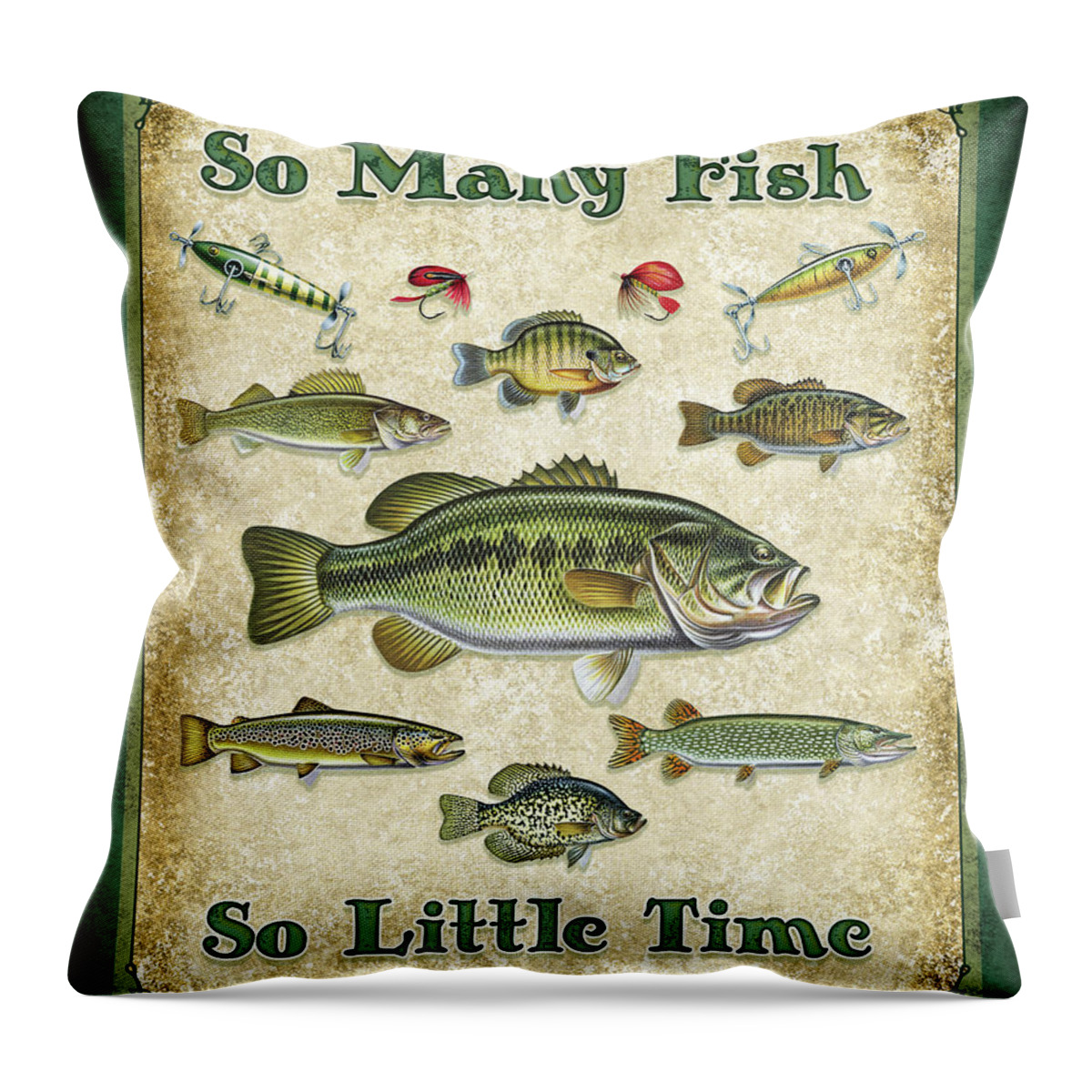 Jon Q Wright Throw Pillow featuring the painting So Many Fish Sign by JQ Licensing
