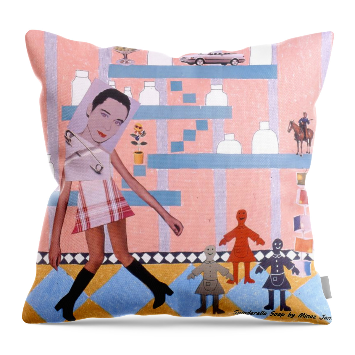 Cowboy Throw Pillow featuring the drawing Soap Scene #16 Miracle Maids by Minaz Jantz