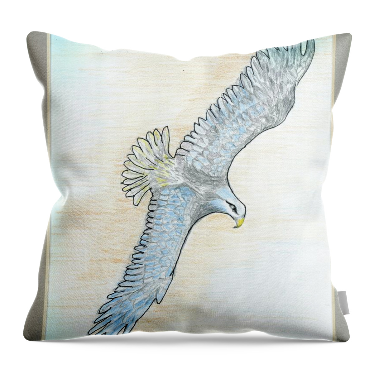 Eagle Throw Pillow featuring the painting Soaring Eagle by Joe Hagarty