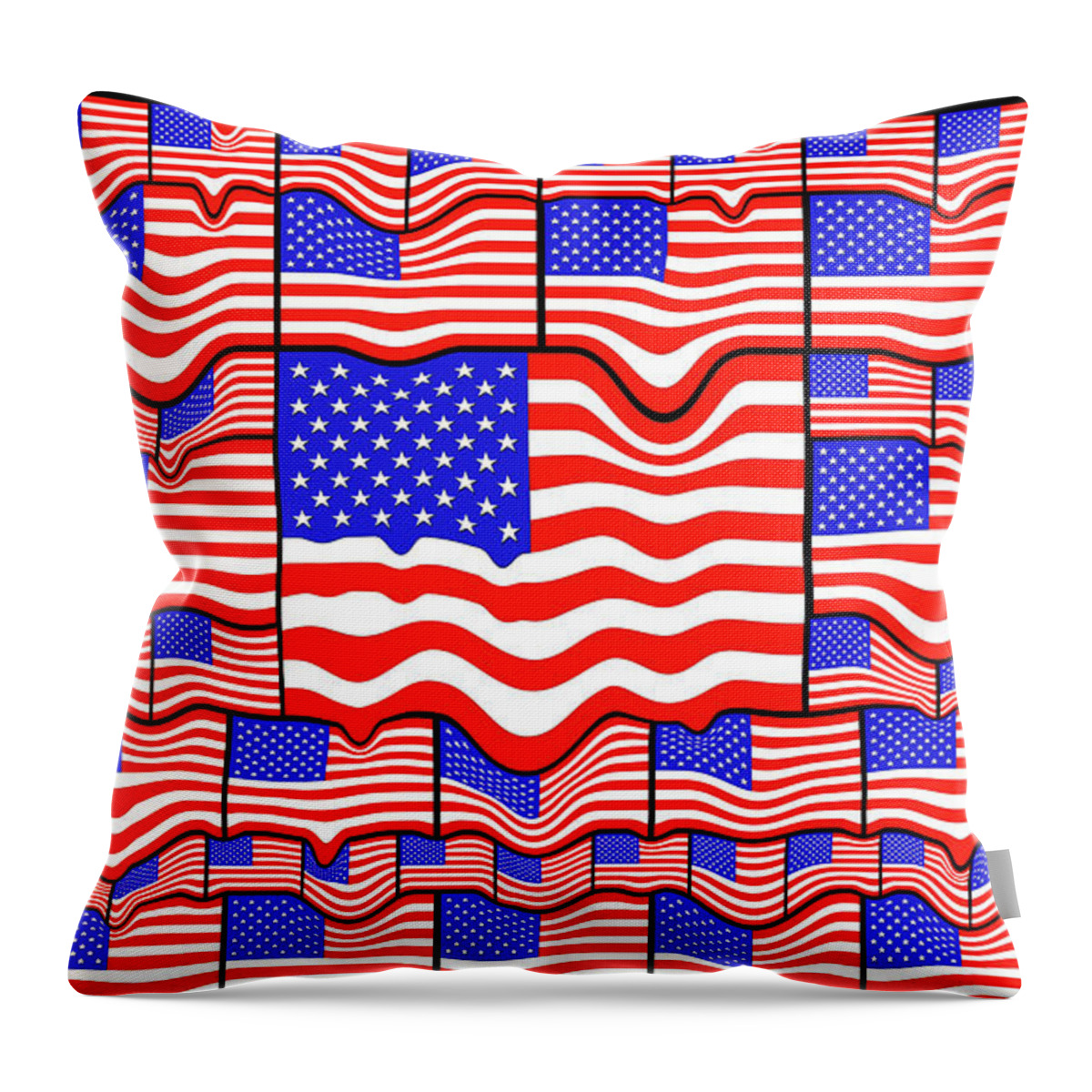 America Throw Pillow featuring the digital art Soft American Flags by Mike McGlothlen