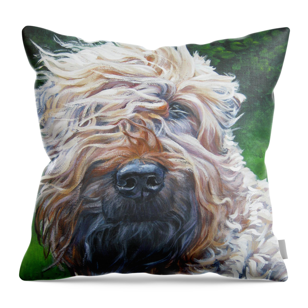 Soft Coated Wheaten Terrier Throw Pillow featuring the painting Soft Coated Wheaten Terrier by Lee Ann Shepard