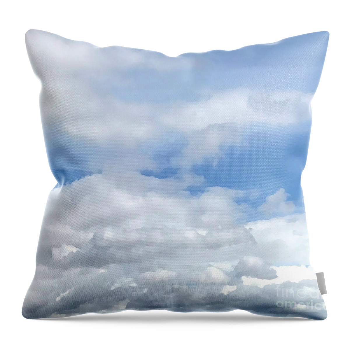 Day Throw Pillow featuring the digital art Soft Heavenly Clouds by Judy Palkimas