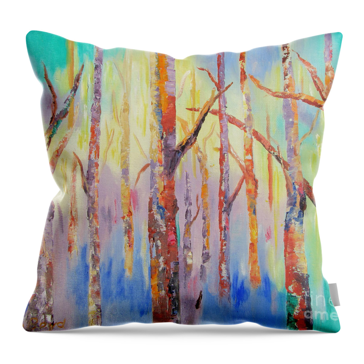 Landscape Throw Pillow featuring the painting Soft Pastels by Lisa Boyd